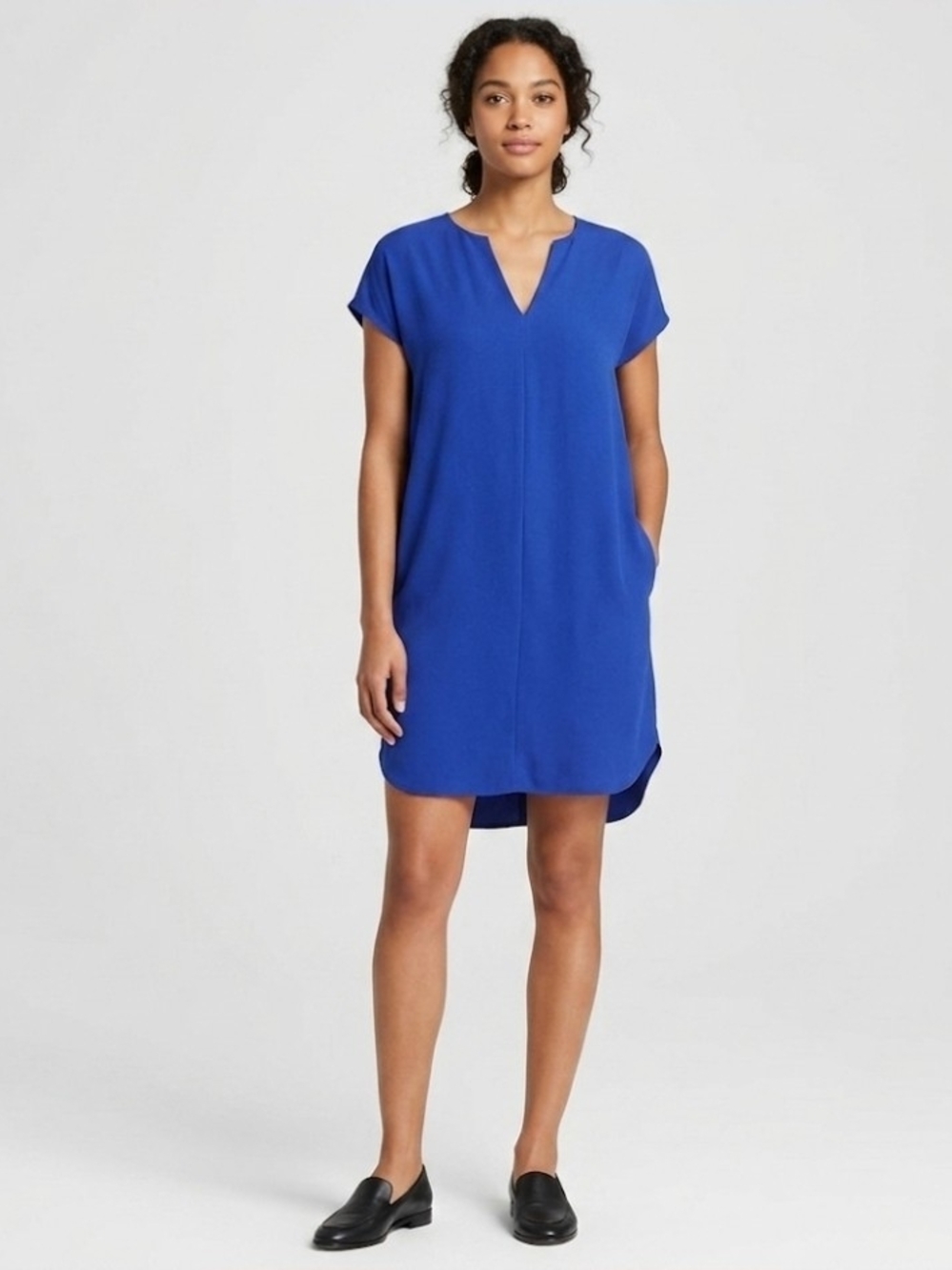 Madewell Du Jour Royal Blue High Low Shift Tunic Casual Minimalist Dress XXS